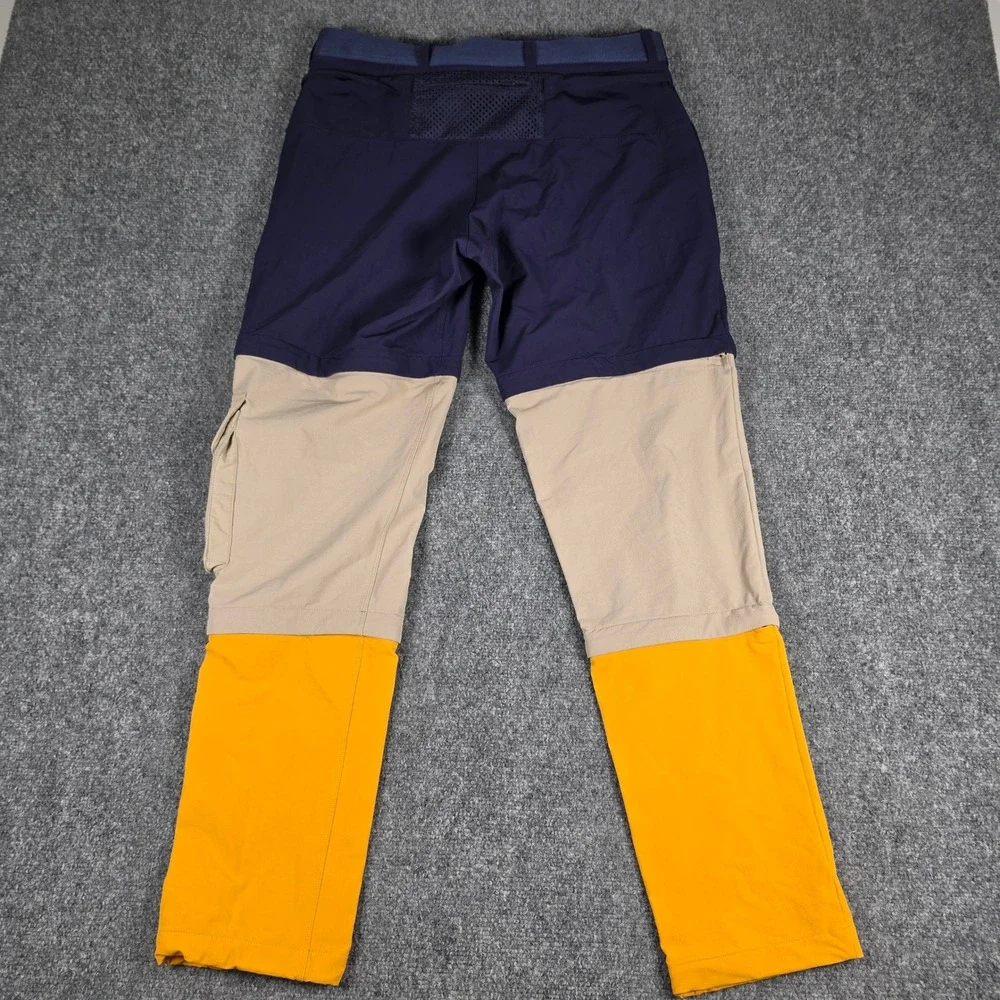 Outdoor Voices RecTrek Zip-Off Pants Womens Medium‎ Navy Tan Yellow Colorblock
